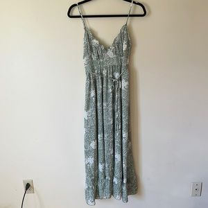 Green and white floral spaghetti strap dress NWT